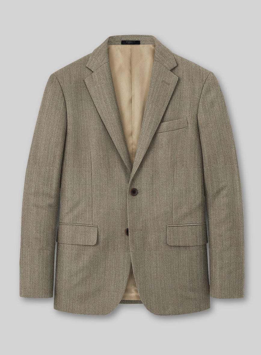 Marco Stretch Dark Beige Wool Jacket - StudioSuits