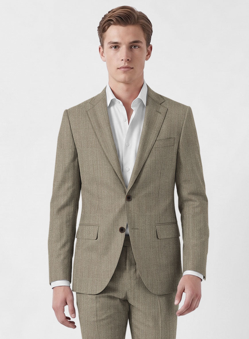 Marco Stretch Dark Beige Wool Jacket - StudioSuits