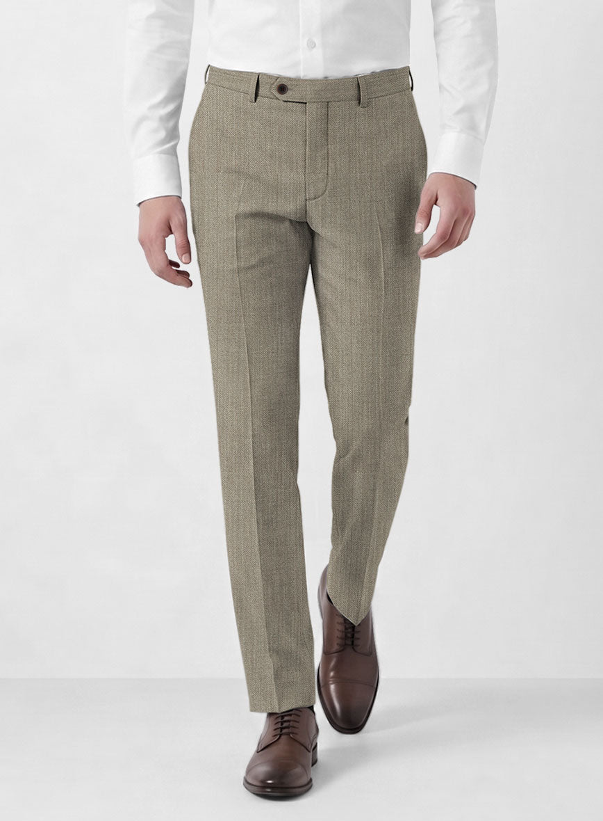 Marco Stretch Dark Beige Wool Pants - StudioSuits