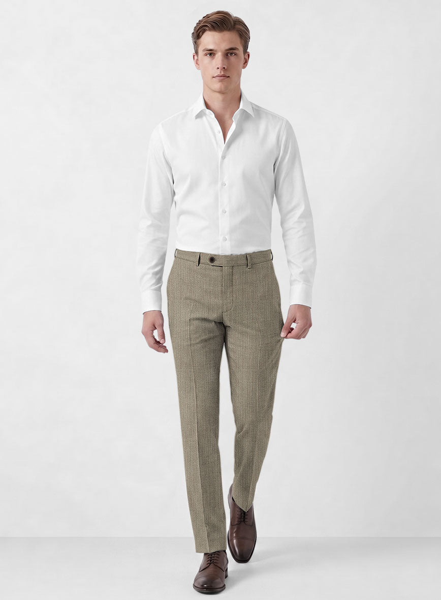 Marco Stretch Dark Beige Wool Pants - StudioSuits