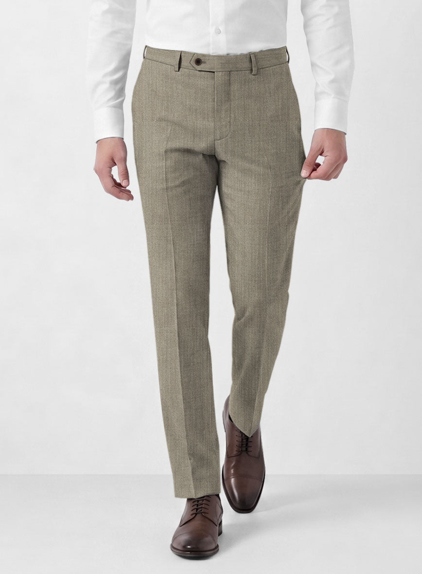 Marco Stretch Dark Beige Wool Pants - StudioSuits