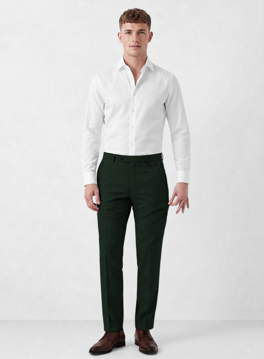 Marco Stretch Dark Green Wool Pants - StudioSuits