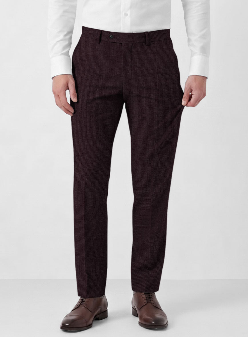 Marco Stretch Dark Wine Wool Pants - StudioSuits