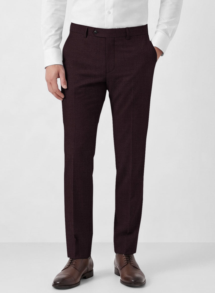 Marco Stretch Dark Wine Wool Pants - StudioSuits