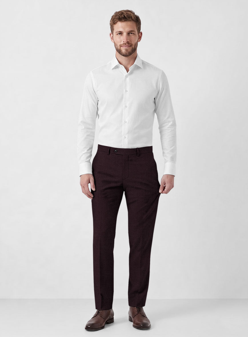 Marco Stretch Dark Wine Wool Pants - StudioSuits