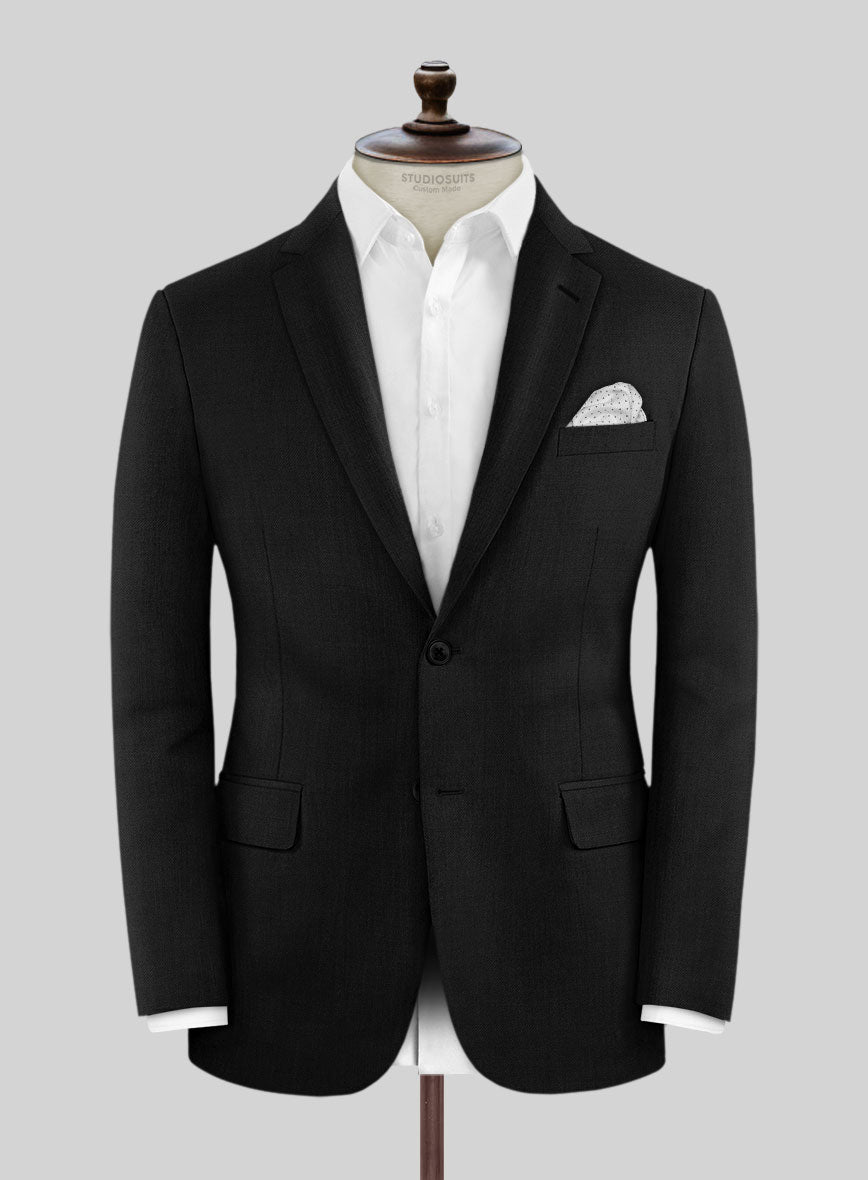 Marco Stretch Deep Black Wool Jacket - StudioSuits