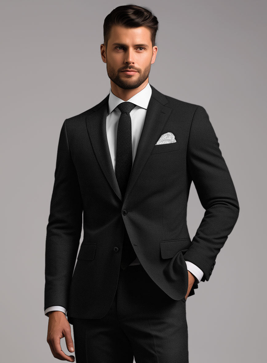 Marco Stretch Deep Black Wool Jacket - StudioSuits