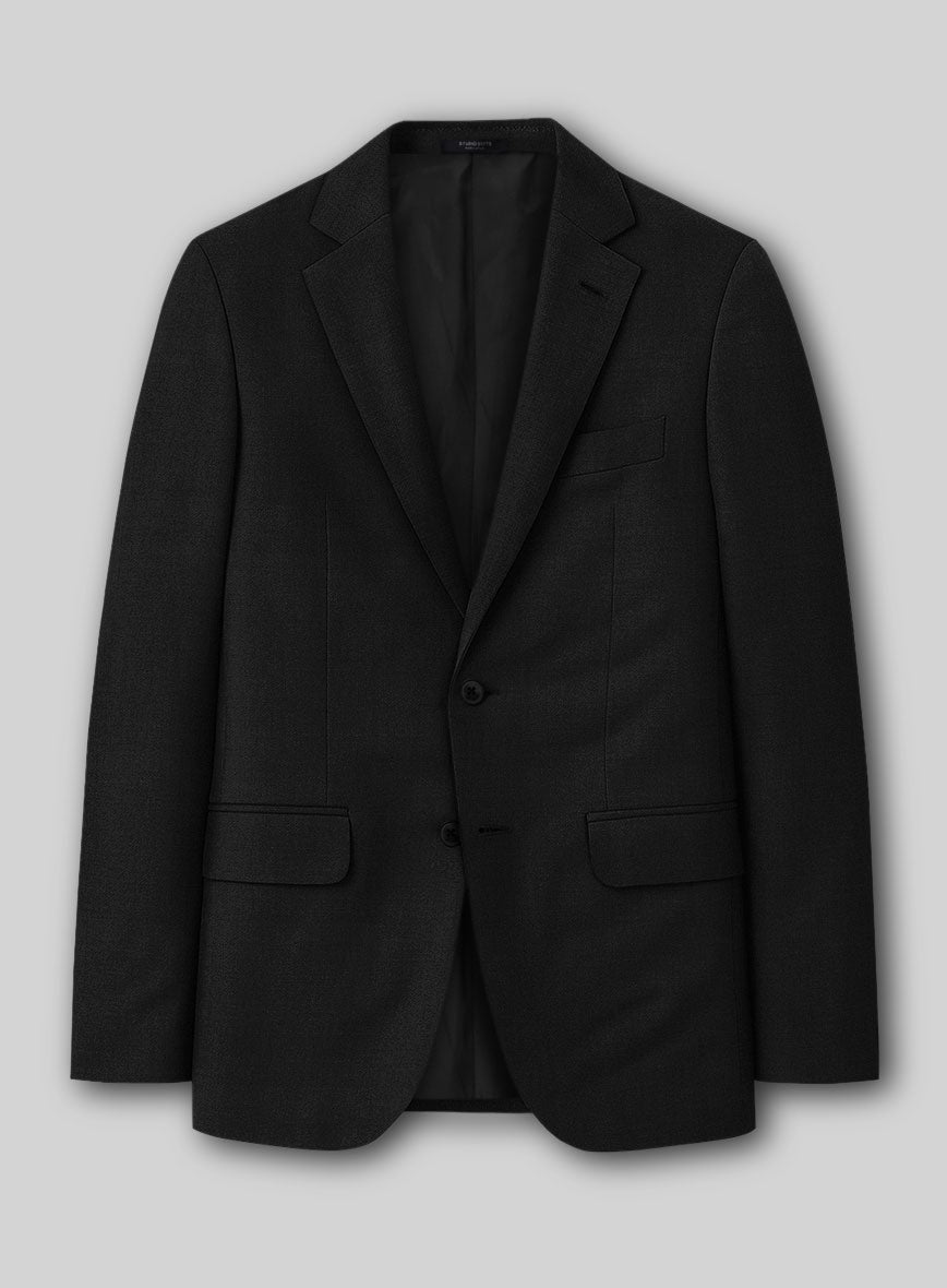 Marco Stretch Deep Black Wool Jacket - StudioSuits