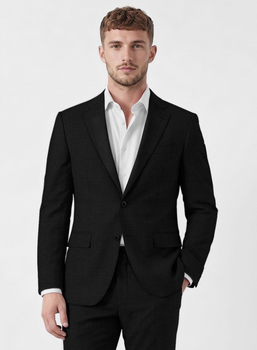 Marco Stretch Deep Black Wool Jacket - StudioSuits