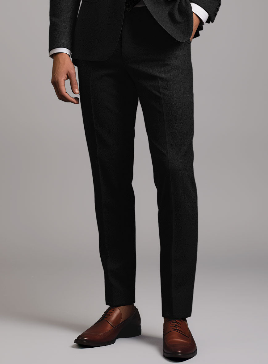 Marco Stretch Deep Black Wool Pants - StudioSuits