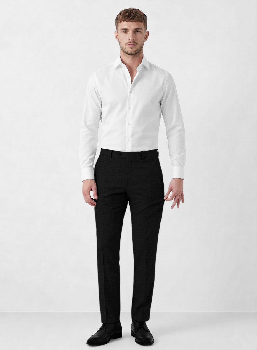 Marco Stretch Deep Black Wool Pants - StudioSuits