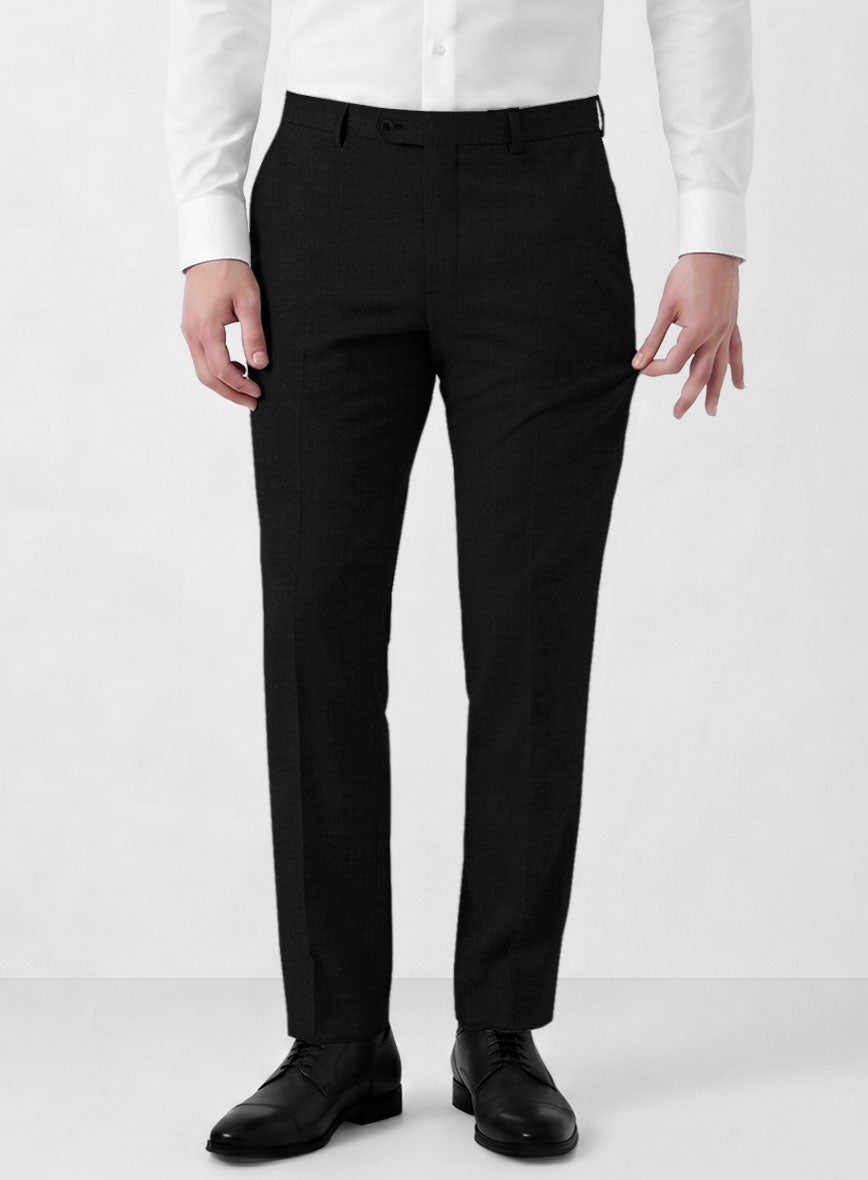 Marco Stretch Deep Black Wool Pants - StudioSuits