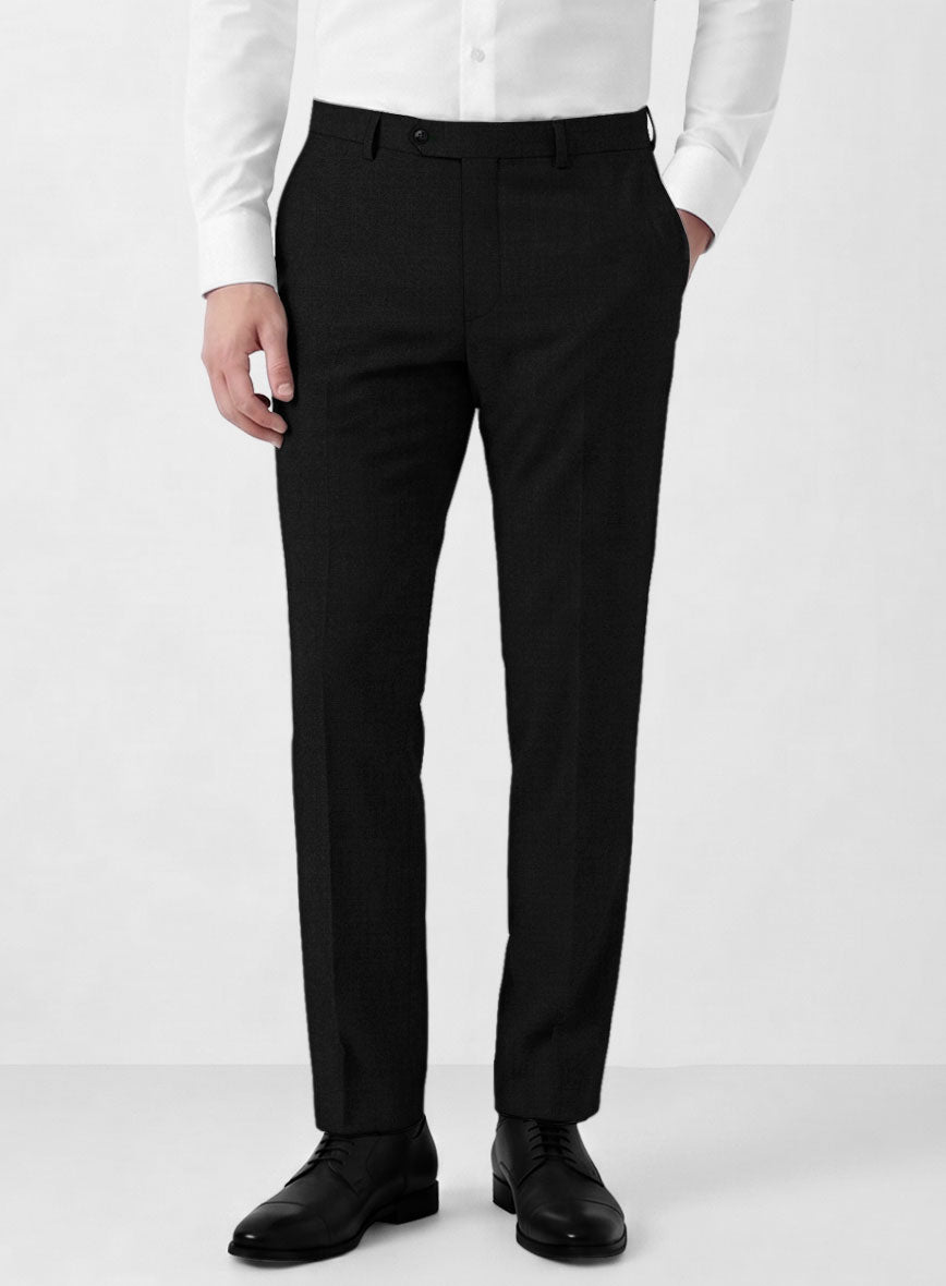 Marco Stretch Deep Black Wool Pants - StudioSuits
