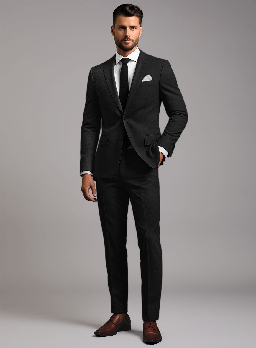 Marco Stretch Deep Black Wool Suit – StudioSuits