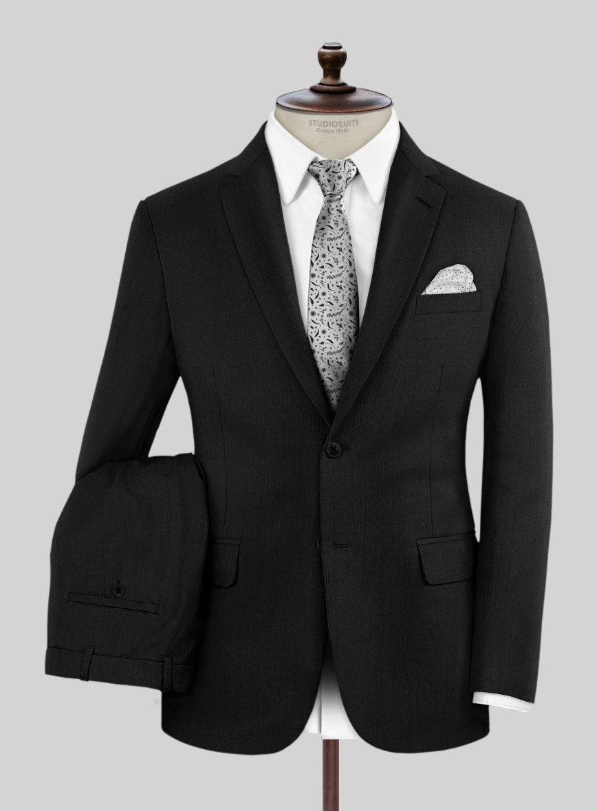 Marco Stretch Deep Black Wool Suit - StudioSuits