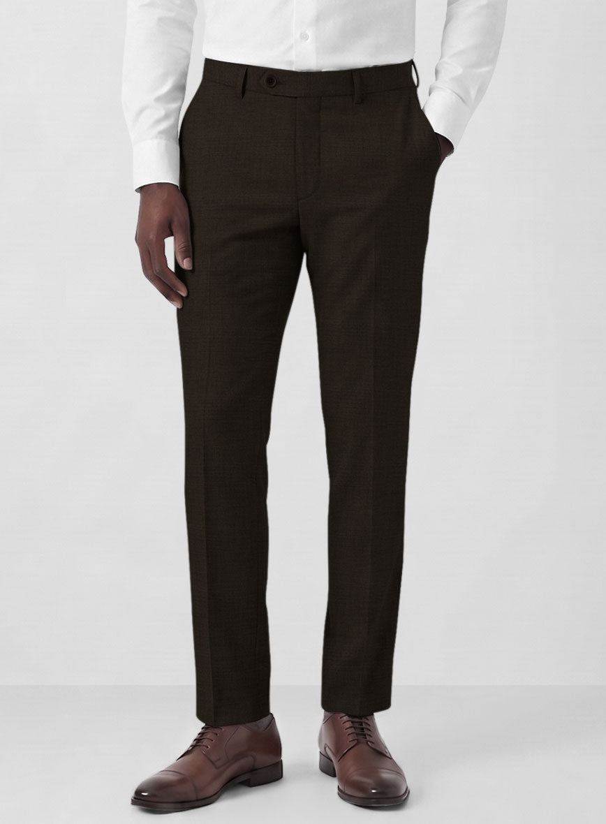 Marco Stretch Deep Brown Wool Pants - StudioSuits