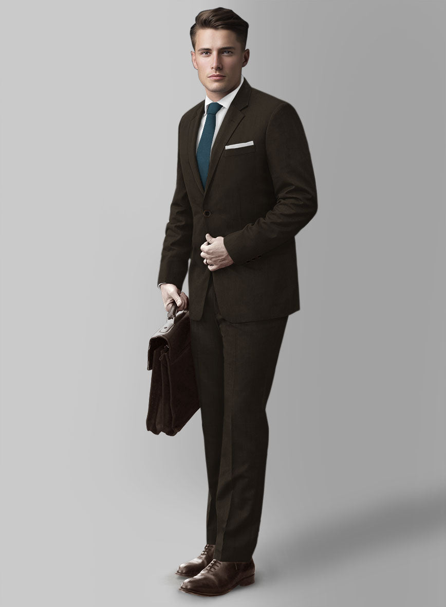 Marco Stretch Deep Brown Wool Suit - StudioSuits