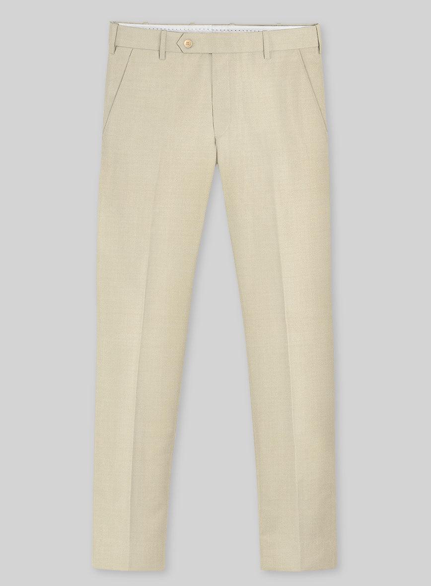 Marco Stretch Light Beige Wool Pants - StudioSuits