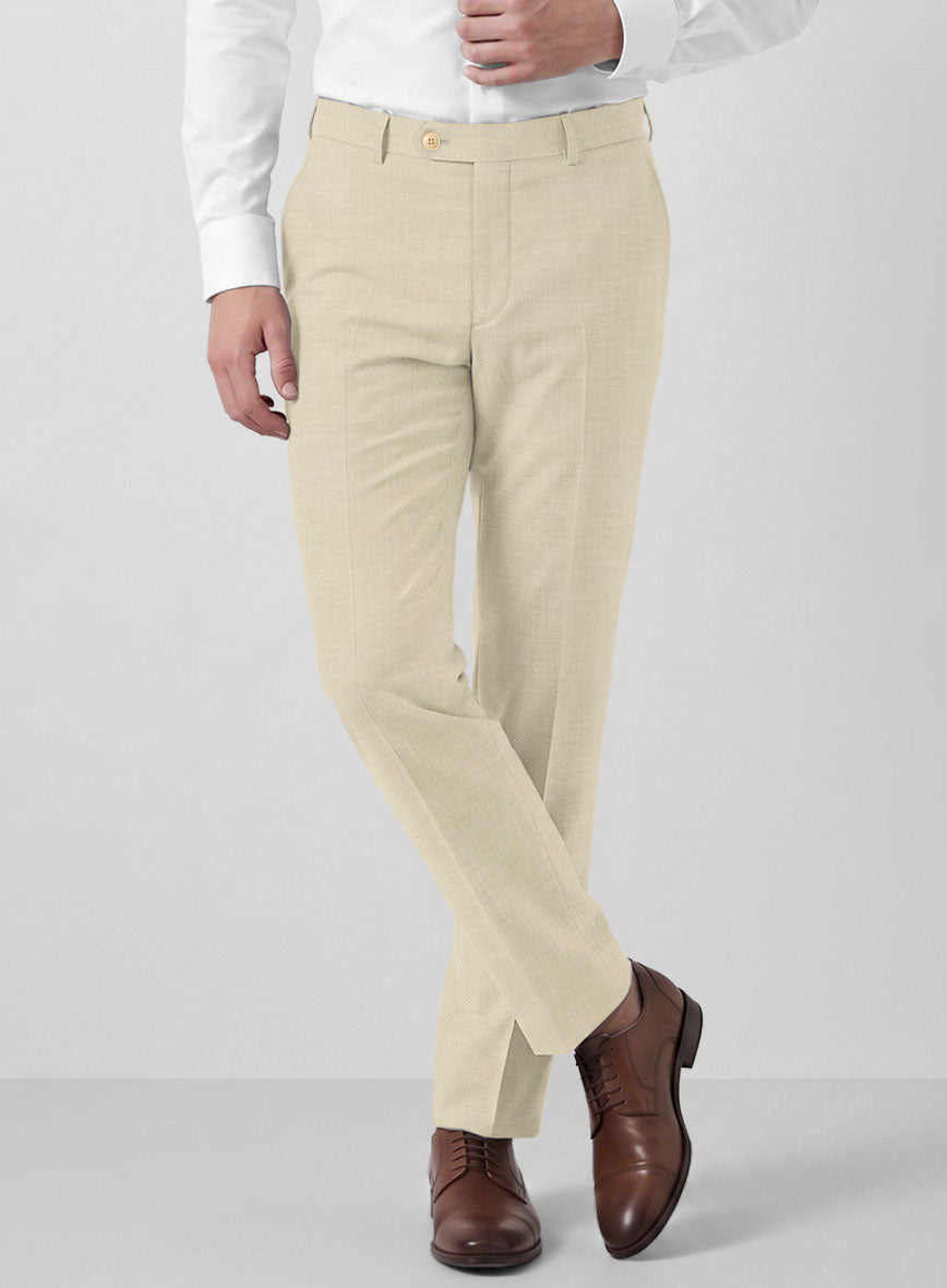Marco Stretch Light Beige Wool Pants - StudioSuits
