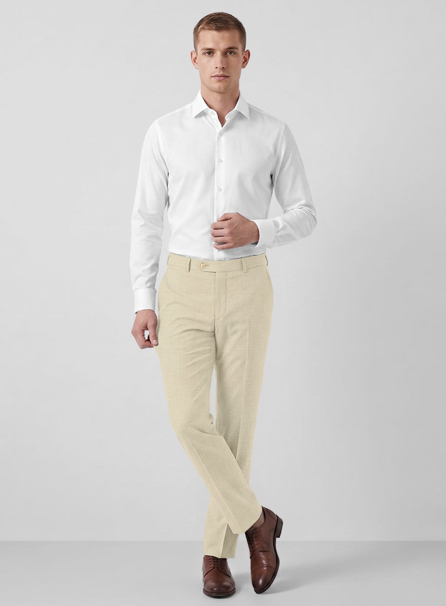 Marco Stretch Light Beige Wool Pants - StudioSuits