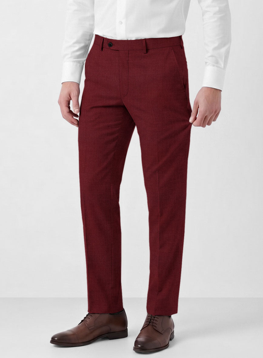 Marco Stretch Maroon Wool Pants - StudioSuits