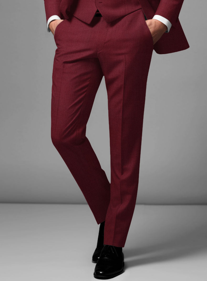 Marco Stretch Maroon Wool Pants - StudioSuits