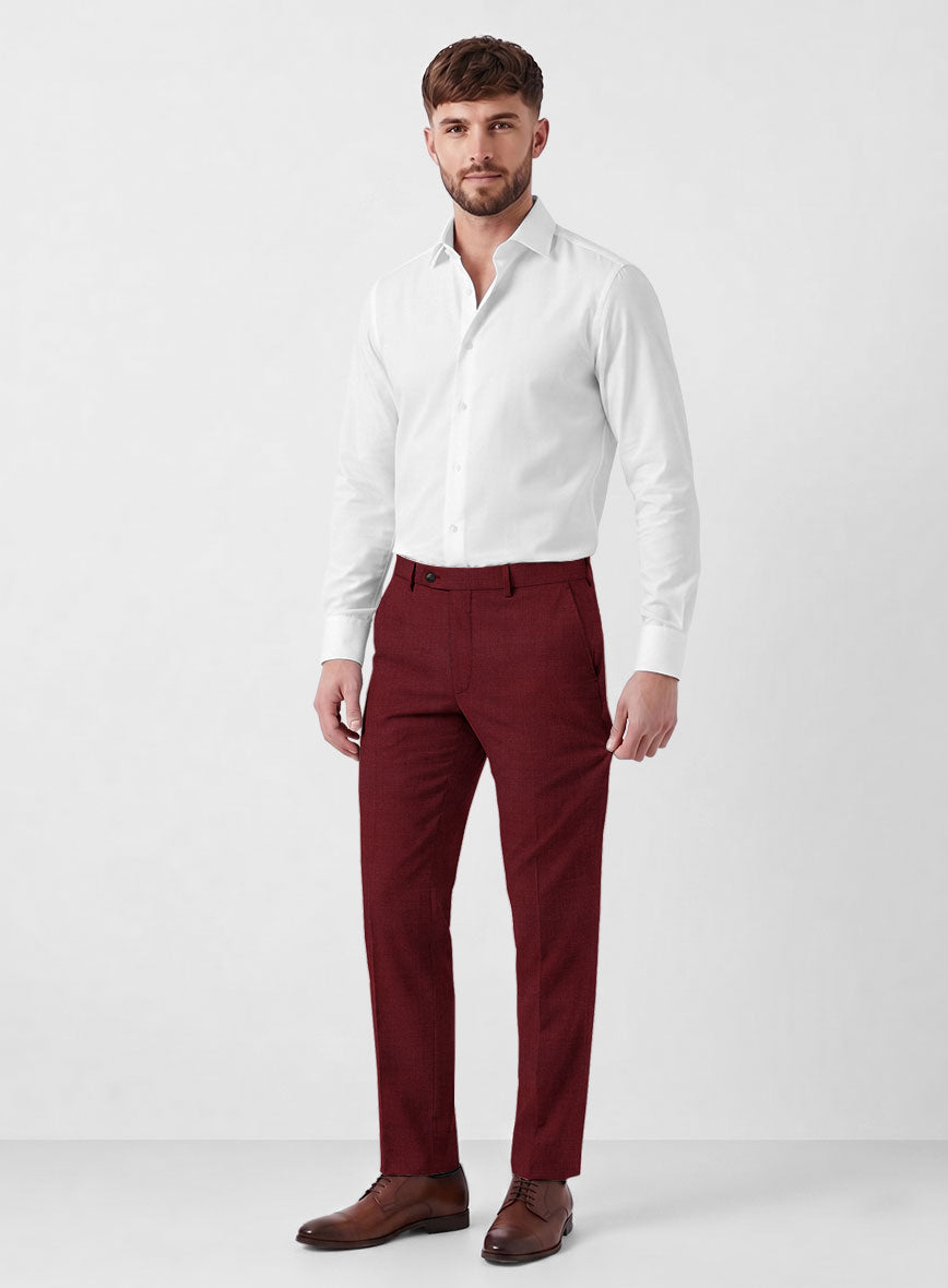 Marco Stretch Maroon Wool Pants - StudioSuits