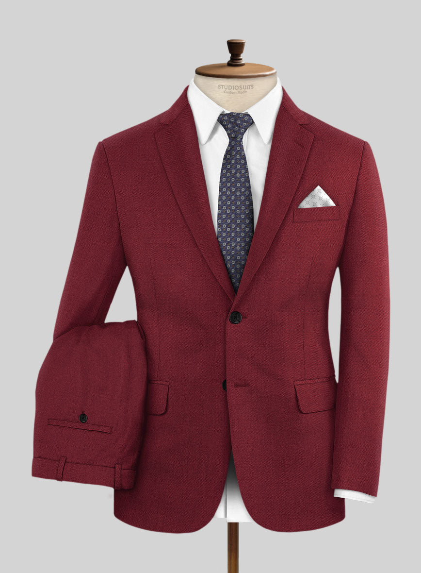 Marco Stretch Maroon Wool Suit - StudioSuits