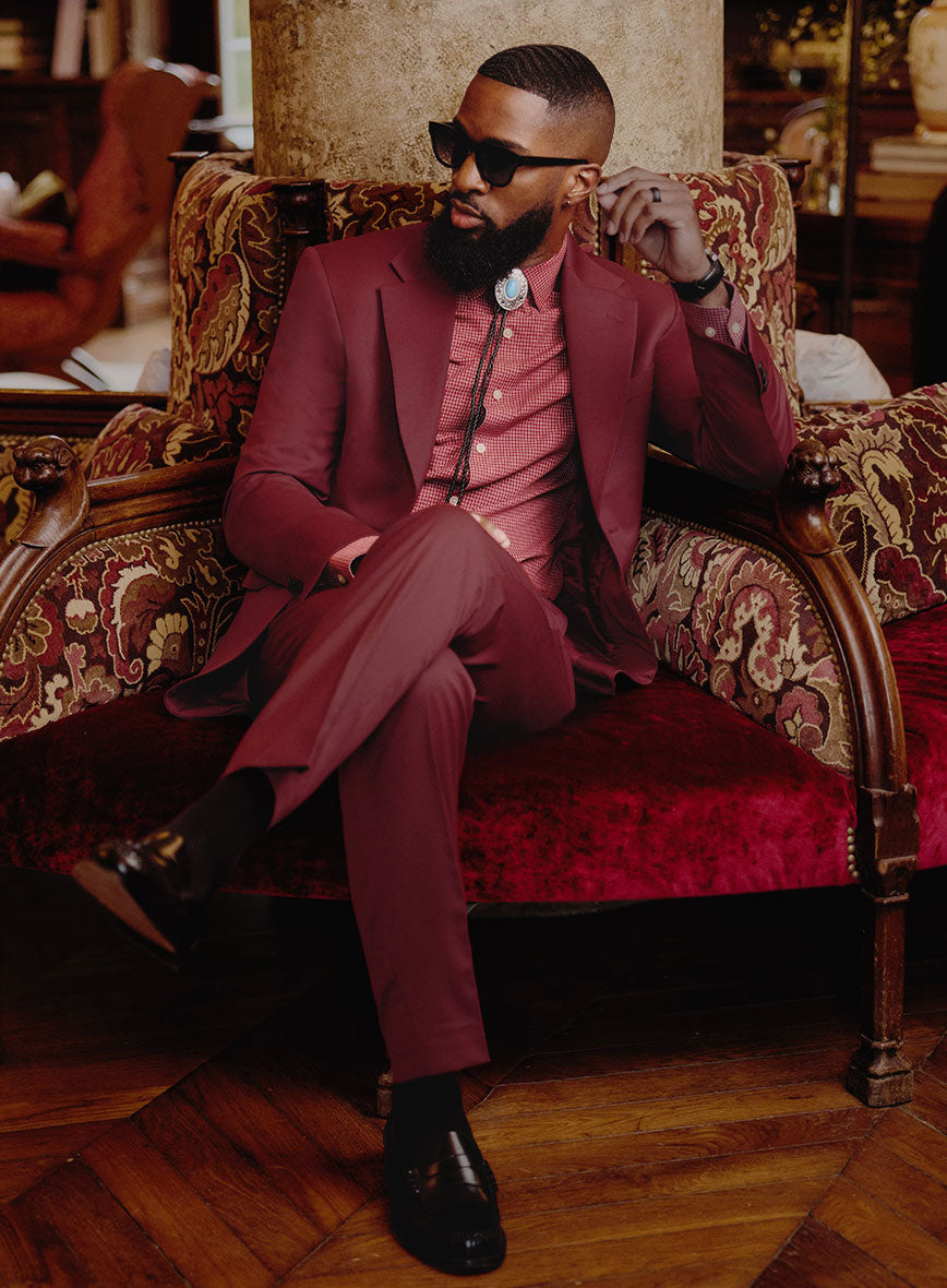 Marco Stretch Maroon Wool Suit II - StudioSuits