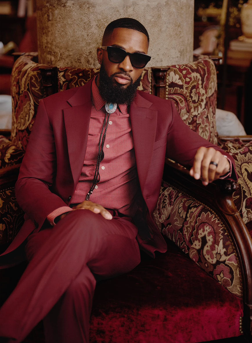 Marco Stretch Maroon Wool Suit II - StudioSuits