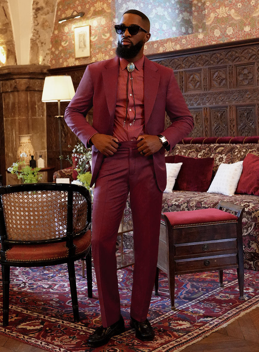 Marco Stretch Maroon Wool Suit II - StudioSuits