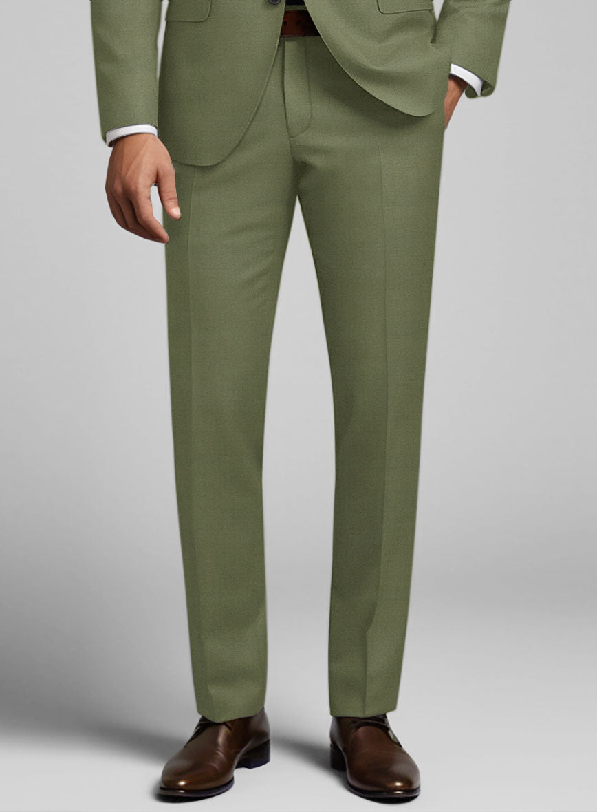 Marco Stretch Moss Green Wool Pants - StudioSuits