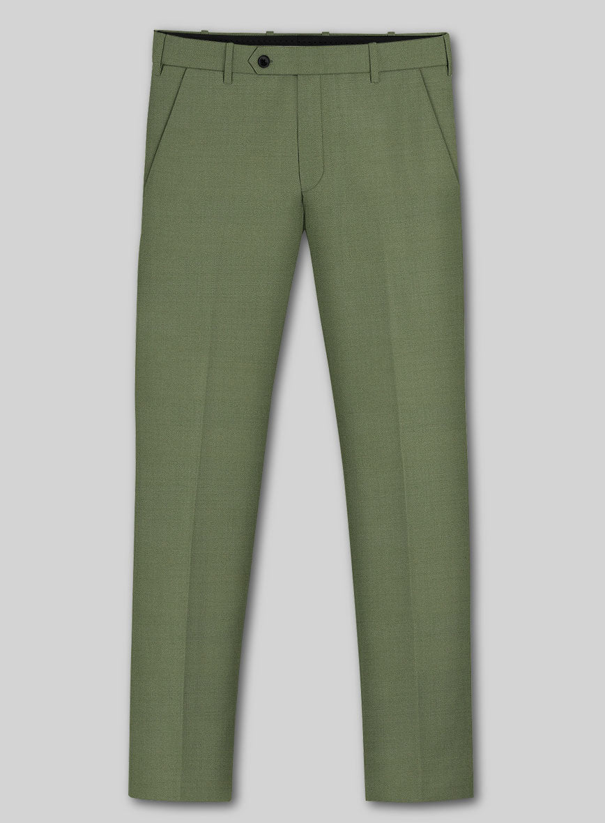 Marco Stretch Moss Green Wool Pants - StudioSuits