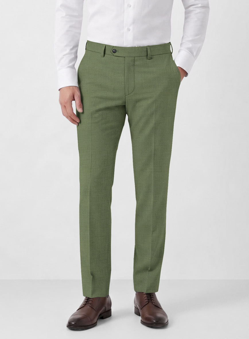 Marco Stretch Moss Green Wool Pants - StudioSuits