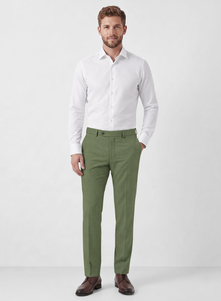 Marco Stretch Moss Green Wool Pants - StudioSuits