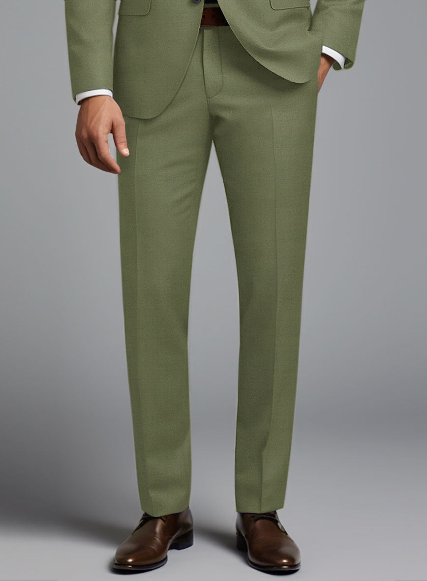 Marco Stretch Moss Green Wool Pants – StudioSuits