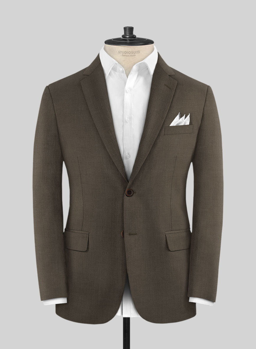 Marco Stretch Mud Brown Wool Jacket - StudioSuits