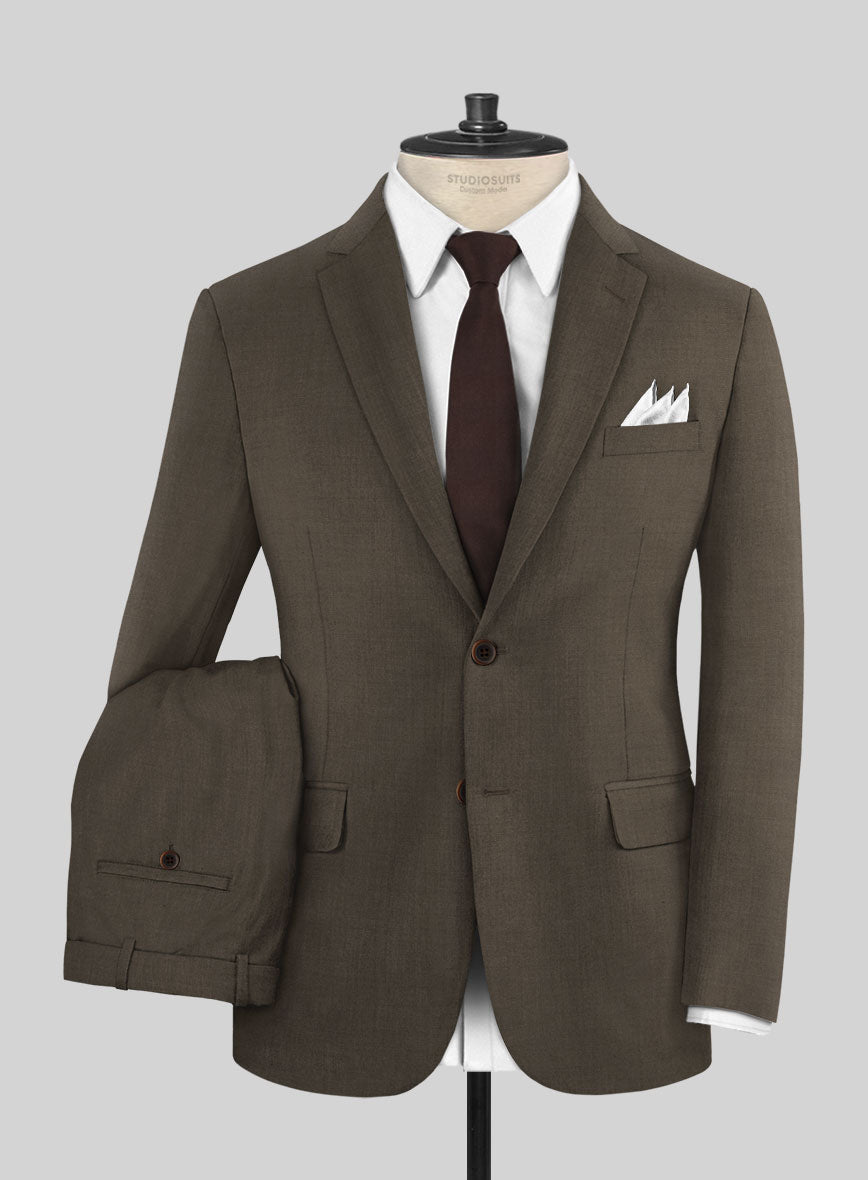 Marco Stretch Mud Brown Wool Suit - StudioSuits
