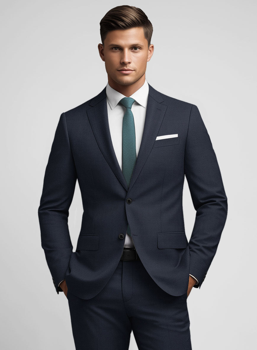 Marco Stretch Navy Blue Wool Suit - StudioSuits