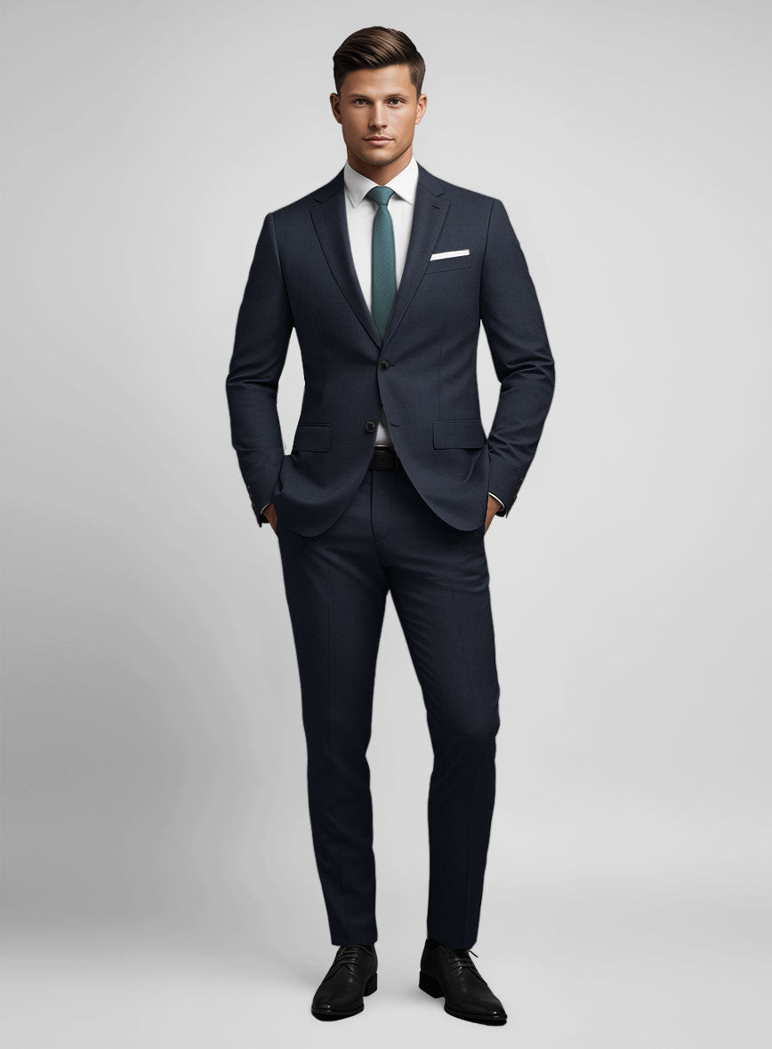 Marco Stretch Navy Blue Wool Suit - StudioSuits
