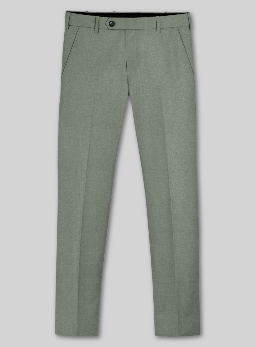 Marco Stretch Oak Green Wool Pants - StudioSuits