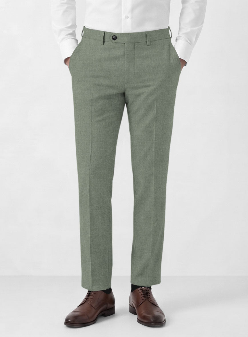 Marco Stretch Oak Green Wool Pants - StudioSuits