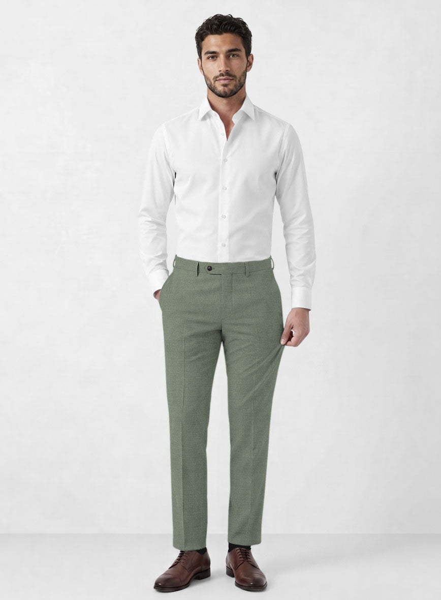Marco Stretch Oak Green Wool Pants - StudioSuits
