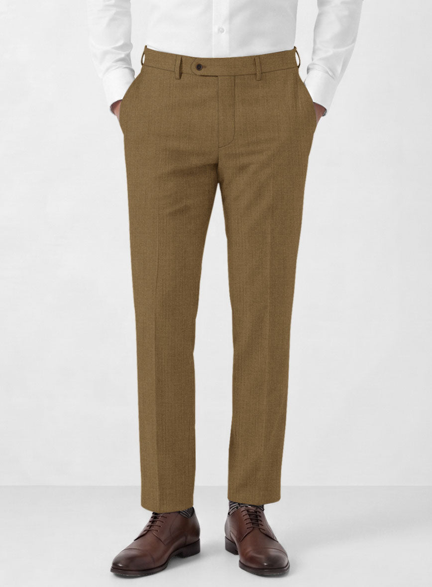 Marco Stretch Otter Brown Wool Pants - StudioSuits