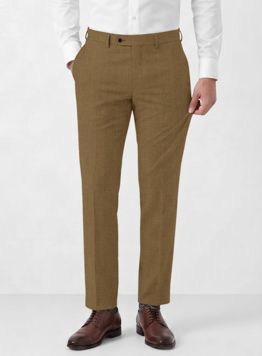 Marco Stretch Otter Brown Wool Pants - StudioSuits