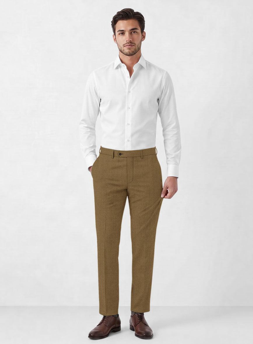 Marco Stretch Otter Brown Wool Pants - StudioSuits