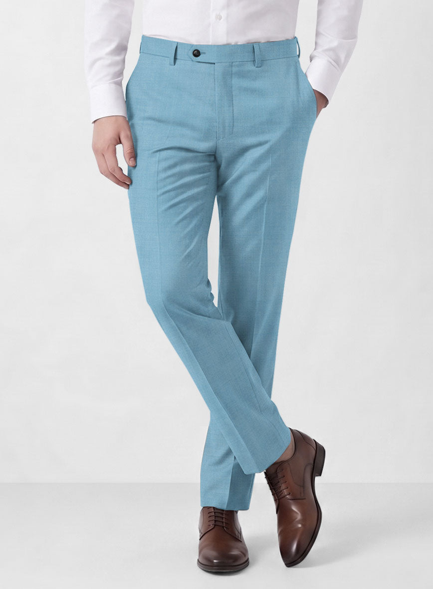 Marco Stretch Pastel Blue Wool Pants - StudioSuits
