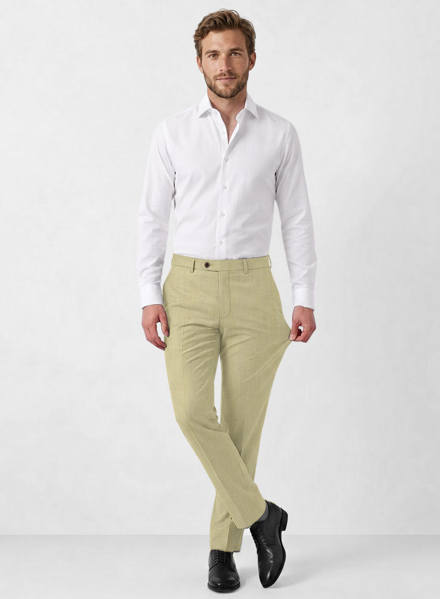 Marco Stretch Sahara Khaki Wool Pants - StudioSuits