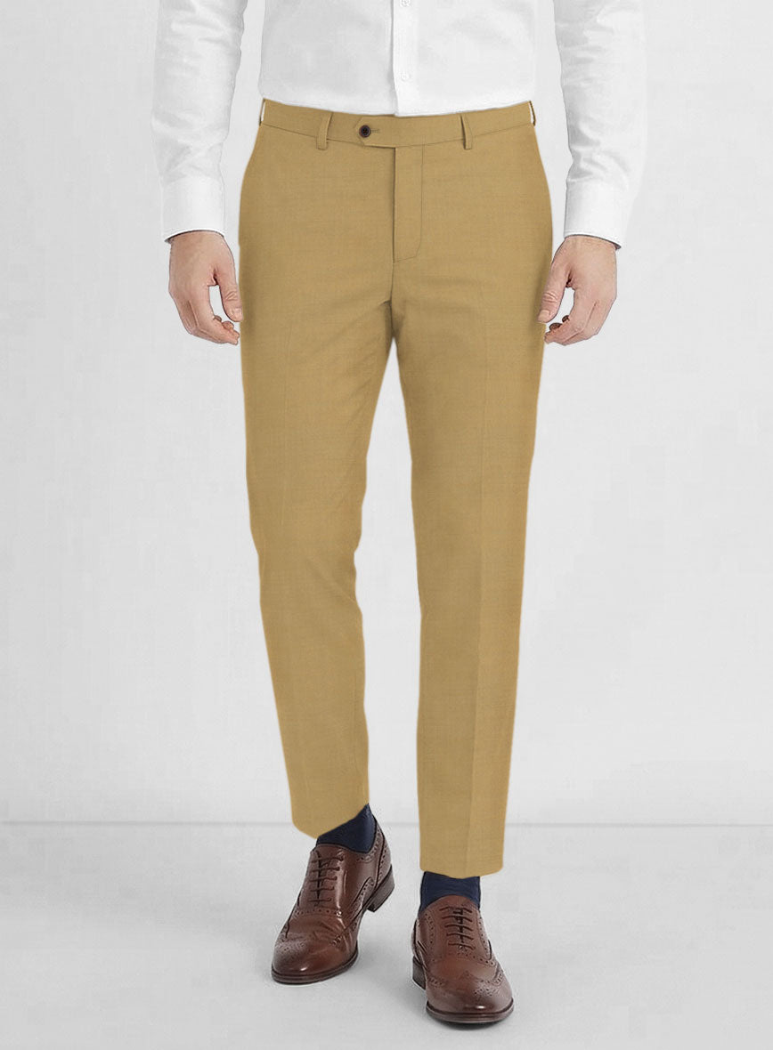 Marco Stretch Sand Brown Wool Pants - StudioSuits