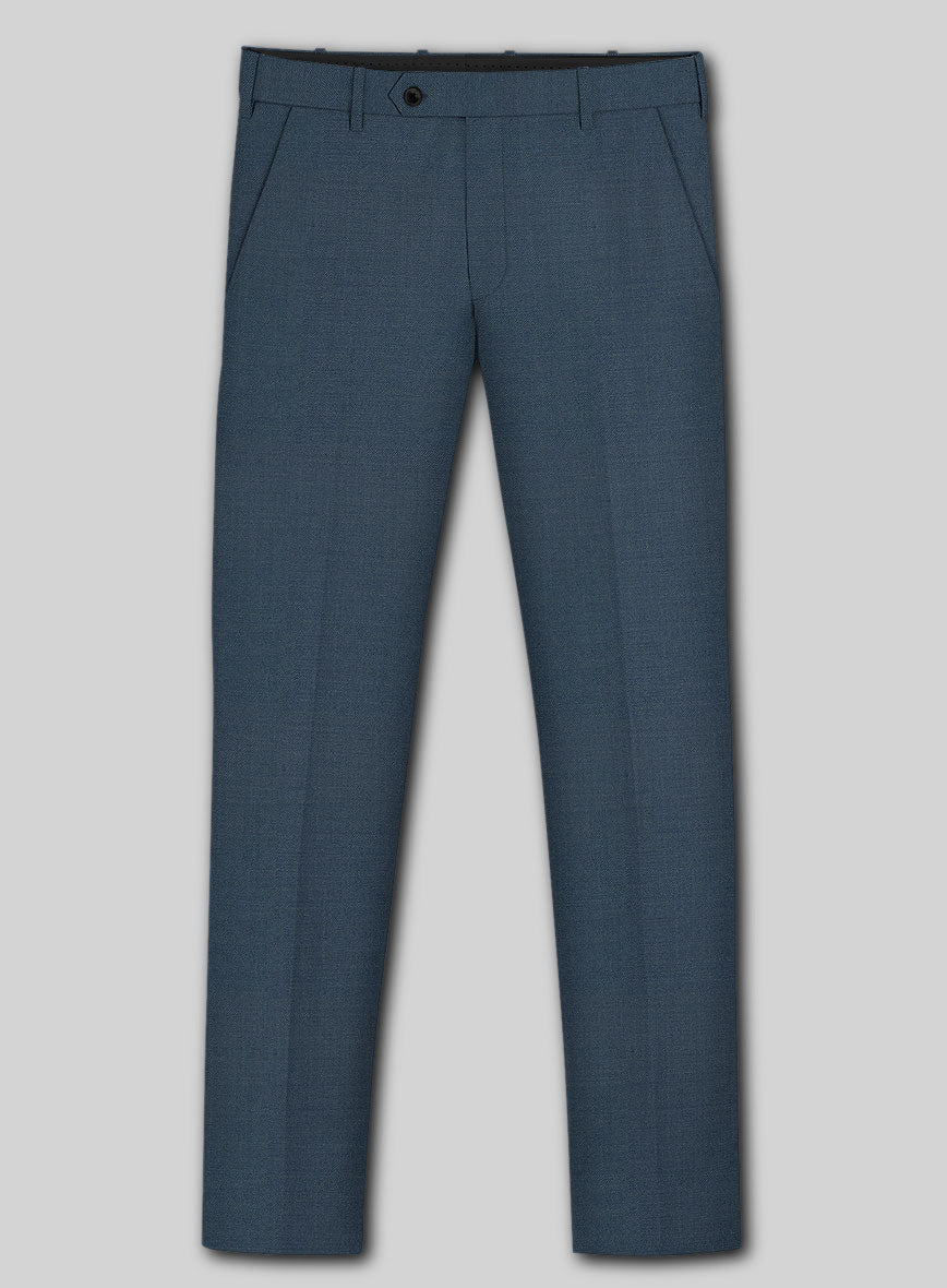 Marco Stretch Space Blue Wool Pants - StudioSuits